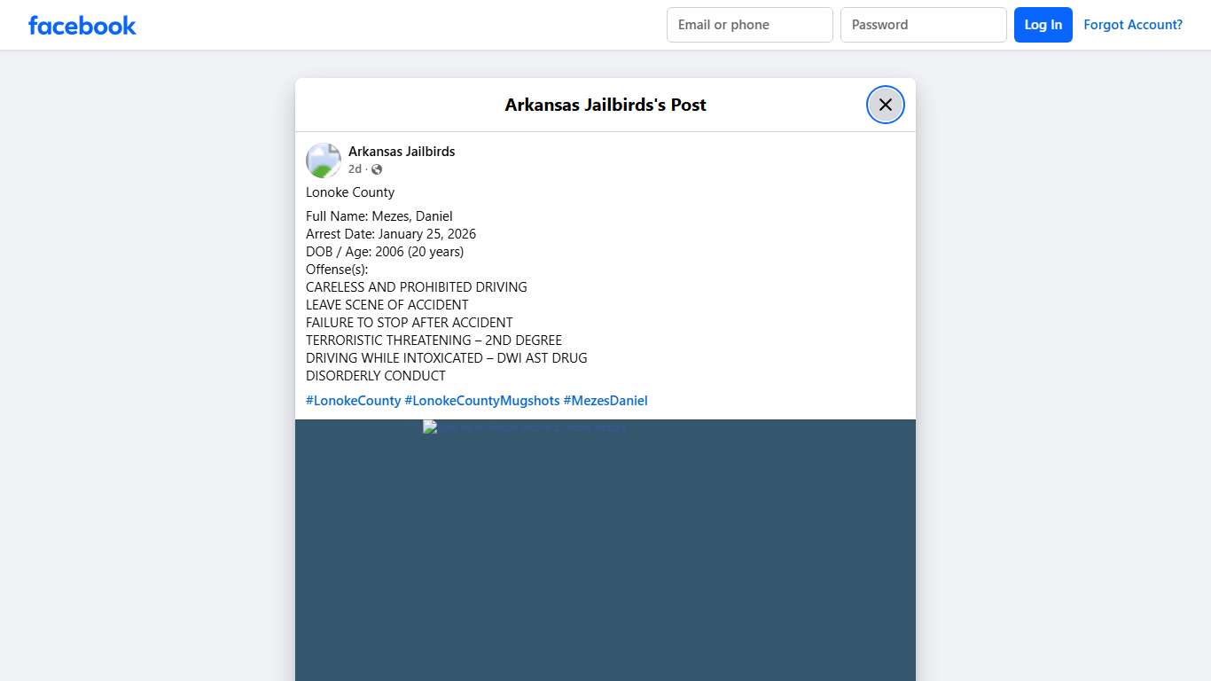 Lonoke County Full Name: Mezes,... - Arkansas Jailbirds Facebook